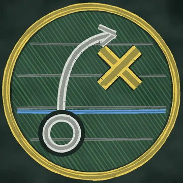 ChalkTalkFB logo: a chalk O with a route arrow toward a yellow X